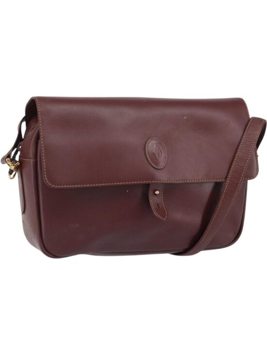Cartier Handbags - CARTIER Must Line Shoulder Bag Leather Bordeaux Gold